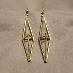 Gold prism dangle earrings
